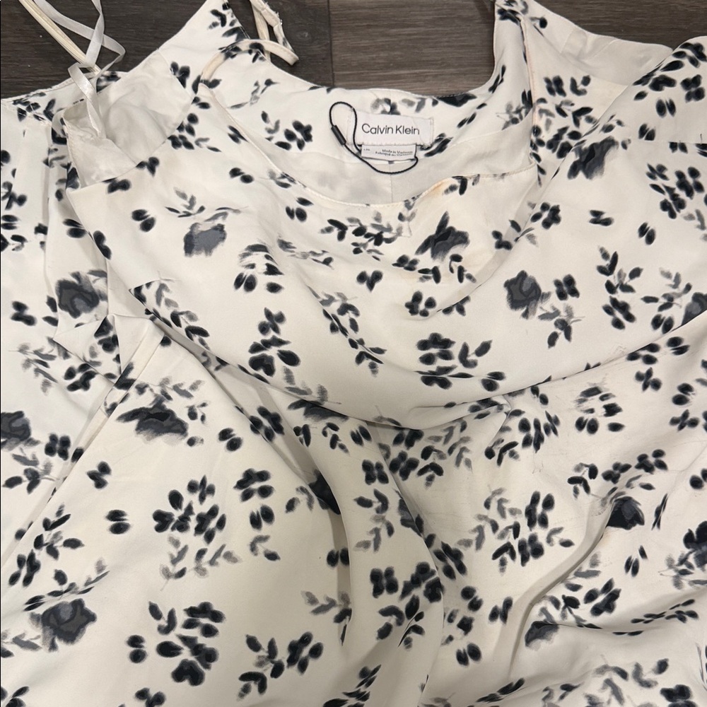 Calvin Klein Black and White Floral Dress